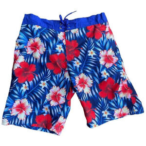 Spirit of America  Board Shorts Swim Trunks Floral Hawaiian Size M Mesh Lined